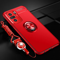 Silikon Hülle Handyhülle Ultra Dünn Schutzhülle Tasche Flexible mit Magnetisch Fingerring Ständer SD3 für Xiaomi Mi 11i 5G Rot