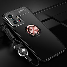 Silikon Hülle Handyhülle Ultra Dünn Schutzhülle Tasche Flexible mit Magnetisch Fingerring Ständer SD3 für Xiaomi Mi 11T 5G Gold und Schwarz