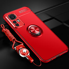 Silikon Hülle Handyhülle Ultra Dünn Schutzhülle Tasche Flexible mit Magnetisch Fingerring Ständer SD3 für Xiaomi Mi 12T 5G Rot