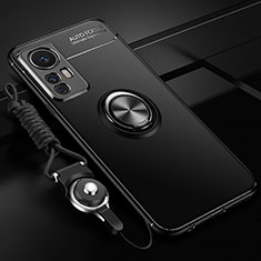 Silikon Hülle Handyhülle Ultra Dünn Schutzhülle Tasche Flexible mit Magnetisch Fingerring Ständer SD3 für Xiaomi Mi 12T 5G Schwarz
