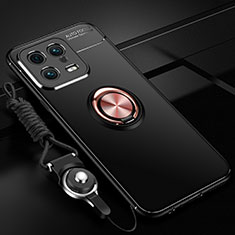 Silikon Hülle Handyhülle Ultra Dünn Schutzhülle Tasche Flexible mit Magnetisch Fingerring Ständer SD3 für Xiaomi Mi 13 5G Gold und Schwarz