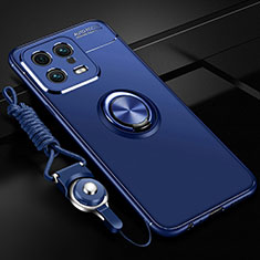 Silikon Hülle Handyhülle Ultra Dünn Schutzhülle Tasche Flexible mit Magnetisch Fingerring Ständer SD3 für Xiaomi Mi 13 Pro 5G Blau