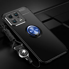 Silikon Hülle Handyhülle Ultra Dünn Schutzhülle Tasche Flexible mit Magnetisch Fingerring Ständer SD3 für Xiaomi Mi 13 Pro 5G Blau und Schwarz