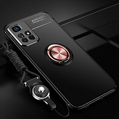 Silikon Hülle Handyhülle Ultra Dünn Schutzhülle Tasche Flexible mit Magnetisch Fingerring Ständer SD3 für Xiaomi Poco M4 Pro 5G Gold und Schwarz