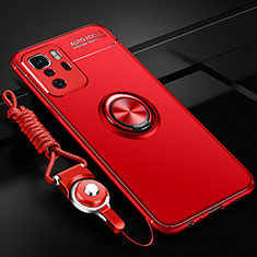 Silikon Hülle Handyhülle Ultra Dünn Schutzhülle Tasche Flexible mit Magnetisch Fingerring Ständer SD3 für Xiaomi Poco X3 GT 5G Rot