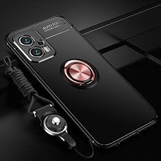Silikon Hülle Handyhülle Ultra Dünn Schutzhülle Tasche Flexible mit Magnetisch Fingerring Ständer SD3 für Xiaomi Poco X4 GT 5G Gold und Schwarz