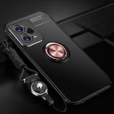 Silikon Hülle Handyhülle Ultra Dünn Schutzhülle Tasche Flexible mit Magnetisch Fingerring Ständer SD3 für Xiaomi Poco X5 5G Gold und Schwarz