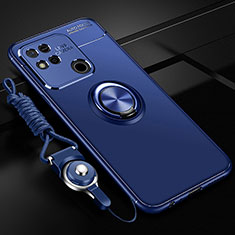 Silikon Hülle Handyhülle Ultra Dünn Schutzhülle Tasche Flexible mit Magnetisch Fingerring Ständer SD3 für Xiaomi Redmi 9C Blau