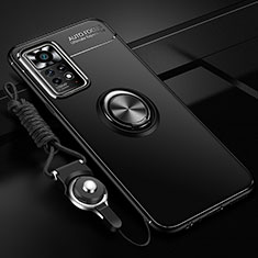 Silikon Hülle Handyhülle Ultra Dünn Schutzhülle Tasche Flexible mit Magnetisch Fingerring Ständer SD3 für Xiaomi Redmi Note 11E Pro 5G Schwarz