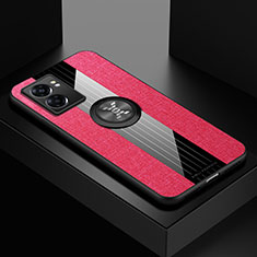 Silikon Hülle Handyhülle Ultra Dünn Schutzhülle Tasche Flexible mit Magnetisch Fingerring Ständer X01L für Oppo A56S 5G Rot