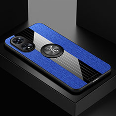 Silikon Hülle Handyhülle Ultra Dünn Schutzhülle Tasche Flexible mit Magnetisch Fingerring Ständer X01L für Oppo A97 5G Blau