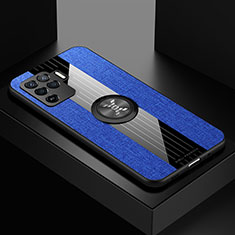 Silikon Hülle Handyhülle Ultra Dünn Schutzhülle Tasche Flexible mit Magnetisch Fingerring Ständer X01L für Oppo F19 Pro Blau