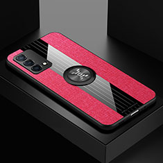 Silikon Hülle Handyhülle Ultra Dünn Schutzhülle Tasche Flexible mit Magnetisch Fingerring Ständer X01L für Oppo K9 5G Rot