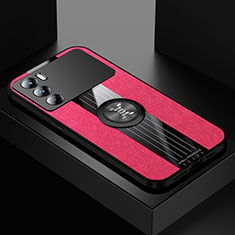 Silikon Hülle Handyhülle Ultra Dünn Schutzhülle Tasche Flexible mit Magnetisch Fingerring Ständer X01L für Oppo K9 Pro 5G Rot