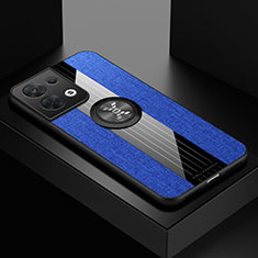 Silikon Hülle Handyhülle Ultra Dünn Schutzhülle Tasche Flexible mit Magnetisch Fingerring Ständer X01L für Oppo Reno9 Pro+ Plus 5G Blau