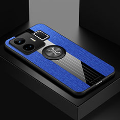 Silikon Hülle Handyhülle Ultra Dünn Schutzhülle Tasche Flexible mit Magnetisch Fingerring Ständer X01L für Realme GT Neo6 5G Blau