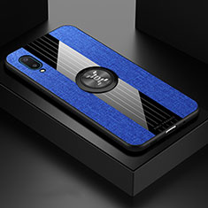Silikon Hülle Handyhülle Ultra Dünn Schutzhülle Tasche Flexible mit Magnetisch Fingerring Ständer X01L für Samsung Galaxy A02 Blau