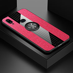 Silikon Hülle Handyhülle Ultra Dünn Schutzhülle Tasche Flexible mit Magnetisch Fingerring Ständer X01L für Samsung Galaxy A10s Rot
