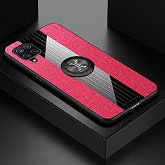 Silikon Hülle Handyhülle Ultra Dünn Schutzhülle Tasche Flexible mit Magnetisch Fingerring Ständer X01L für Samsung Galaxy A12 5G Rot