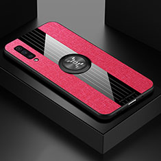 Silikon Hülle Handyhülle Ultra Dünn Schutzhülle Tasche Flexible mit Magnetisch Fingerring Ständer X01L für Samsung Galaxy A50 Rot