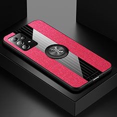 Silikon Hülle Handyhülle Ultra Dünn Schutzhülle Tasche Flexible mit Magnetisch Fingerring Ständer X01L für Samsung Galaxy A52 4G Rot