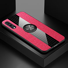Silikon Hülle Handyhülle Ultra Dünn Schutzhülle Tasche Flexible mit Magnetisch Fingerring Ständer X01L für Samsung Galaxy A70 Rot