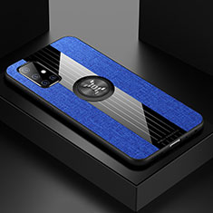 Silikon Hülle Handyhülle Ultra Dünn Schutzhülle Tasche Flexible mit Magnetisch Fingerring Ständer X01L für Samsung Galaxy A71 5G Blau