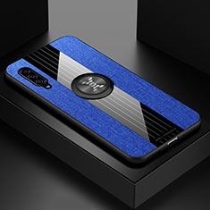 Silikon Hülle Handyhülle Ultra Dünn Schutzhülle Tasche Flexible mit Magnetisch Fingerring Ständer X01L für Samsung Galaxy A90 5G Blau