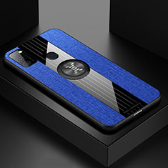 Silikon Hülle Handyhülle Ultra Dünn Schutzhülle Tasche Flexible mit Magnetisch Fingerring Ständer X01L für Samsung Galaxy M30s Blau