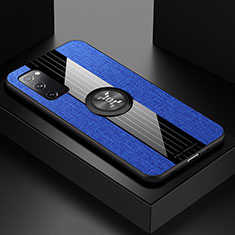 Silikon Hülle Handyhülle Ultra Dünn Schutzhülle Tasche Flexible mit Magnetisch Fingerring Ständer X01L für Samsung Galaxy S20 FE 4G Blau