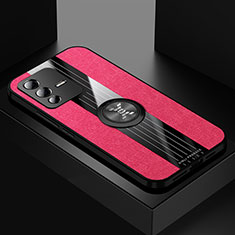 Silikon Hülle Handyhülle Ultra Dünn Schutzhülle Tasche Flexible mit Magnetisch Fingerring Ständer X01L für Vivo V23 Pro 5G Rot