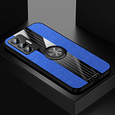 Silikon Hülle Handyhülle Ultra Dünn Schutzhülle Tasche Flexible mit Magnetisch Fingerring Ständer X01L für Vivo X70 5G Blau