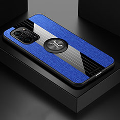 Silikon Hülle Handyhülle Ultra Dünn Schutzhülle Tasche Flexible mit Magnetisch Fingerring Ständer X01L für Xiaomi Mi 11X 5G Blau