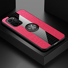 Silikon Hülle Handyhülle Ultra Dünn Schutzhülle Tasche Flexible mit Magnetisch Fingerring Ständer X01L für Xiaomi Mi 11X 5G Rot