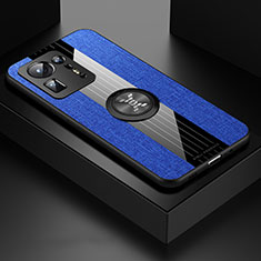 Silikon Hülle Handyhülle Ultra Dünn Schutzhülle Tasche Flexible mit Magnetisch Fingerring Ständer X01L für Xiaomi Mi Mix 4 5G Blau