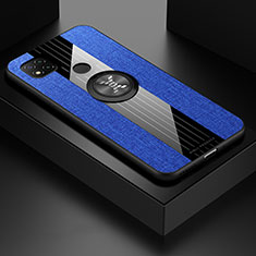 Silikon Hülle Handyhülle Ultra Dünn Schutzhülle Tasche Flexible mit Magnetisch Fingerring Ständer X01L für Xiaomi POCO C31 Blau