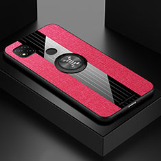 Silikon Hülle Handyhülle Ultra Dünn Schutzhülle Tasche Flexible mit Magnetisch Fingerring Ständer X01L für Xiaomi POCO C31 Rot