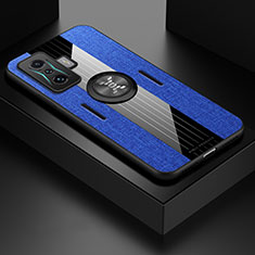 Silikon Hülle Handyhülle Ultra Dünn Schutzhülle Tasche Flexible mit Magnetisch Fingerring Ständer X01L für Xiaomi Poco F4 GT 5G Blau