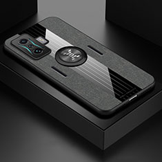 Silikon Hülle Handyhülle Ultra Dünn Schutzhülle Tasche Flexible mit Magnetisch Fingerring Ständer X01L für Xiaomi Poco F4 GT 5G Grau