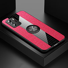 Silikon Hülle Handyhülle Ultra Dünn Schutzhülle Tasche Flexible mit Magnetisch Fingerring Ständer X01L für Xiaomi Poco X3 GT 5G Rot