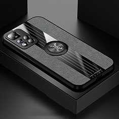 Silikon Hülle Handyhülle Ultra Dünn Schutzhülle Tasche Flexible mit Magnetisch Fingerring Ständer X01L für Xiaomi Poco X4 NFC Grau