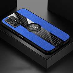Silikon Hülle Handyhülle Ultra Dünn Schutzhülle Tasche Flexible mit Magnetisch Fingerring Ständer X01L für Xiaomi Redmi 10 (2022) Blau