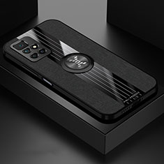 Silikon Hülle Handyhülle Ultra Dünn Schutzhülle Tasche Flexible mit Magnetisch Fingerring Ständer X01L für Xiaomi Redmi 10 (2022) Schwarz
