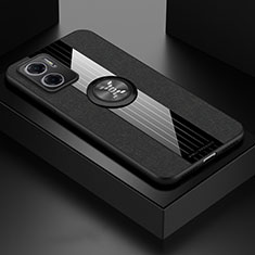 Silikon Hülle Handyhülle Ultra Dünn Schutzhülle Tasche Flexible mit Magnetisch Fingerring Ständer X01L für Xiaomi Redmi 10 5G Schwarz