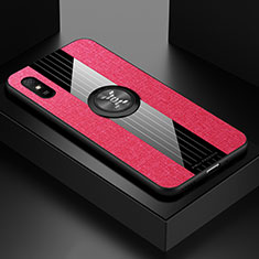 Silikon Hülle Handyhülle Ultra Dünn Schutzhülle Tasche Flexible mit Magnetisch Fingerring Ständer X01L für Xiaomi Redmi 9A Rot