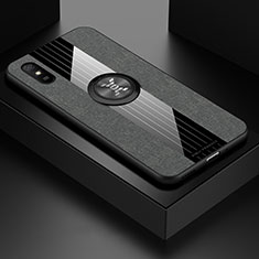 Silikon Hülle Handyhülle Ultra Dünn Schutzhülle Tasche Flexible mit Magnetisch Fingerring Ständer X01L für Xiaomi Redmi 9i Grau