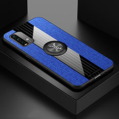 Silikon Hülle Handyhülle Ultra Dünn Schutzhülle Tasche Flexible mit Magnetisch Fingerring Ständer X01L für Xiaomi Redmi 9T 4G Blau