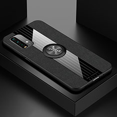 Silikon Hülle Handyhülle Ultra Dünn Schutzhülle Tasche Flexible mit Magnetisch Fingerring Ständer X01L für Xiaomi Redmi 9T 4G Schwarz