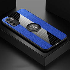 Silikon Hülle Handyhülle Ultra Dünn Schutzhülle Tasche Flexible mit Magnetisch Fingerring Ständer X01L für Xiaomi Redmi Note 10 5G Blau