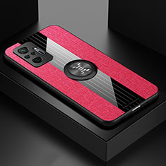Silikon Hülle Handyhülle Ultra Dünn Schutzhülle Tasche Flexible mit Magnetisch Fingerring Ständer X01L für Xiaomi Redmi Note 10 Pro Max Rot